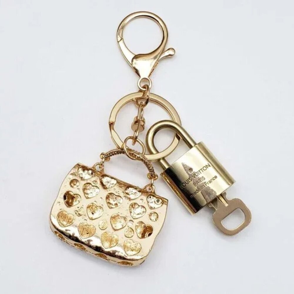 Authentic Louis Vuitton Lock & Key Gold ✨ Unbranded Keychain Bag Charm LV - Picture 3 of 7